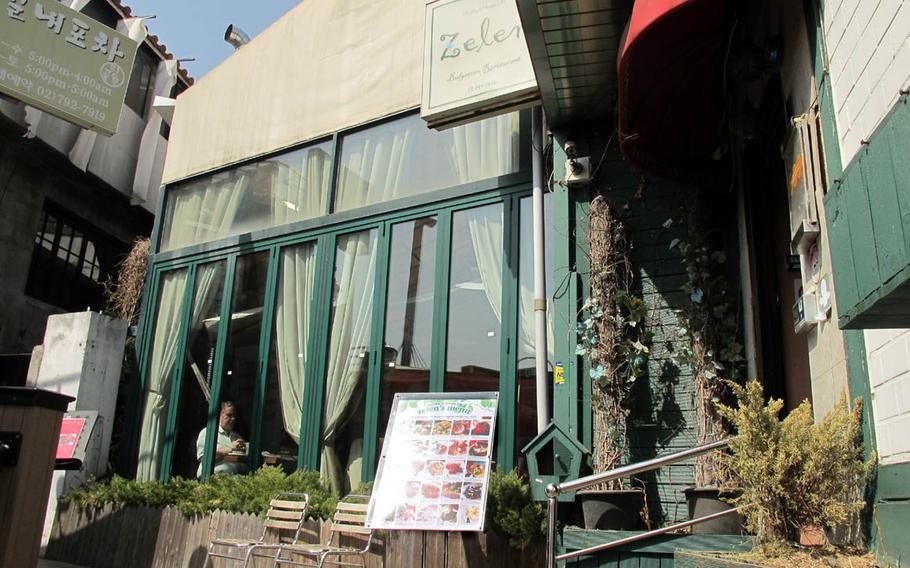 Zelen is located up a stairway on Itaewon's restaurant row. 