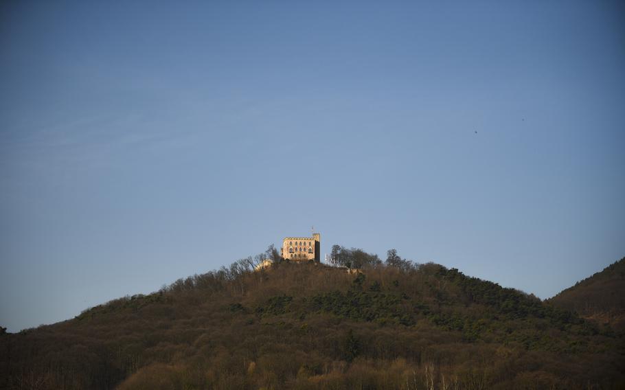 A view of the Hambach Castle, on the outskirts of Neustadt an der Weinstrasse, from a neighborhood below.