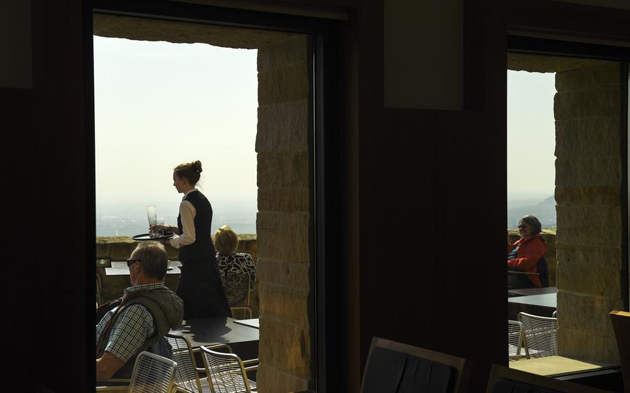 Restaurant 1832, located in Hambach Castle, provides excellent views of the vineyards below with its large windows and terrace seating.