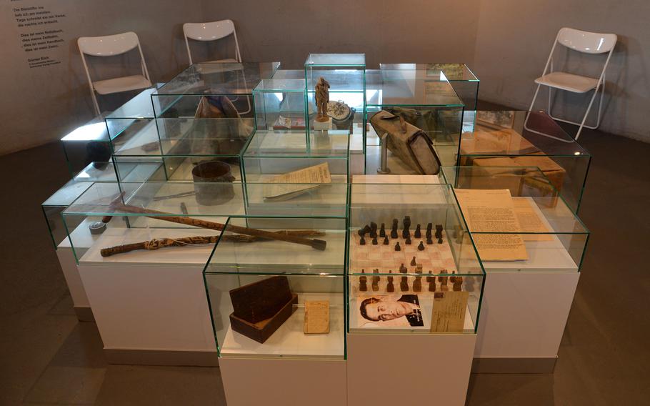 A room in the Peace Museum in the towers of the remnants of the Ludendorff Bridge in Remagen, Germany, features an exhibit on the American prisoner-of-war camp at Remagen, which was in operation from April to July 1945.