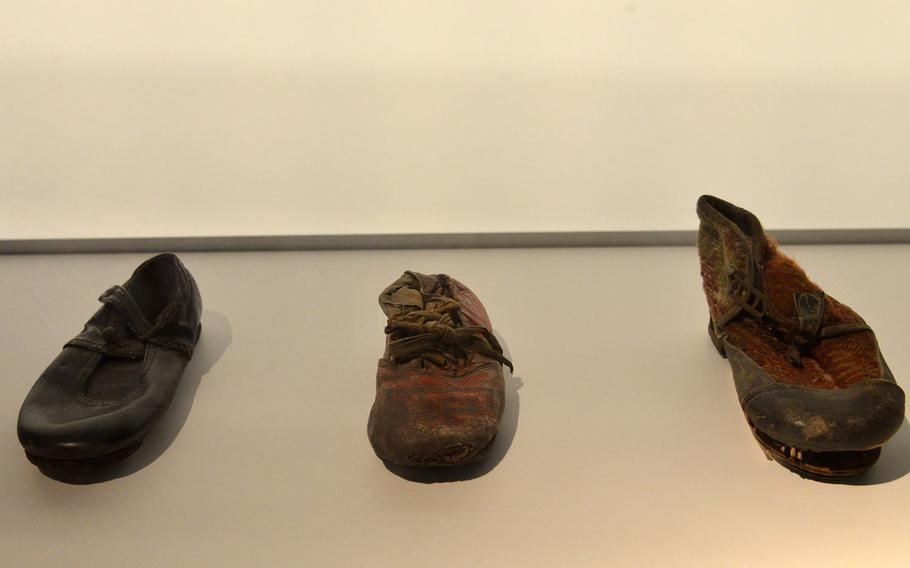 These children's shoes from the Majdanek concentration camp are on display at the German-Russian Museum in Berlin-Karlshorst. Between 1942 and its liberation by the Red Army on July 23, 1944, it is estimated that 170,000 people were murdered at the camp in Poland.