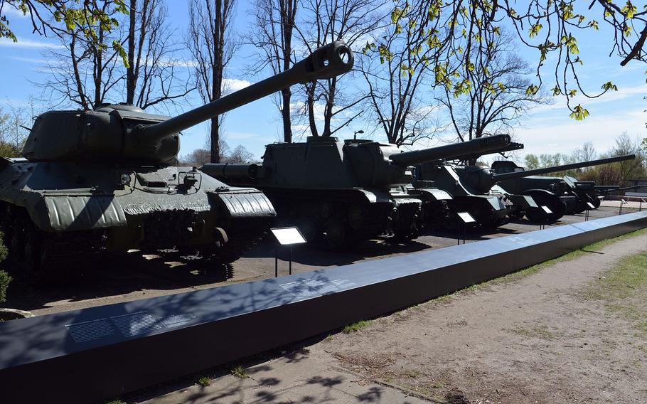 World War II-era Soviet armor and artillery are on display at the German-Russian Museum in Berlin-Karlshorst. The museum is housed in the building where the Nazis signed their unconditional surrender to the Allies in 1945.