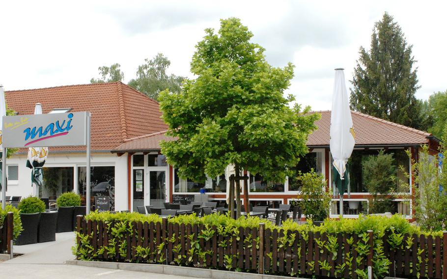 The exterior of Maxi Restaurant in Ramstein, Germany. The restaurant serves traditional German fare and offers a number of weekly specials.