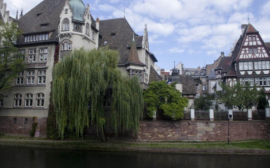 Strasbourg's old city is entirely surrounded by canals and the Ill River, a tributary of the Rhine.