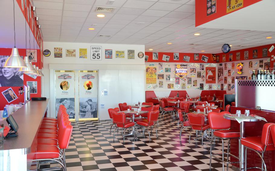 America Graffiti, a diner in Pordenone, Italy, brings back the 1950s with  memorabilia, checkered floors and classic American music.