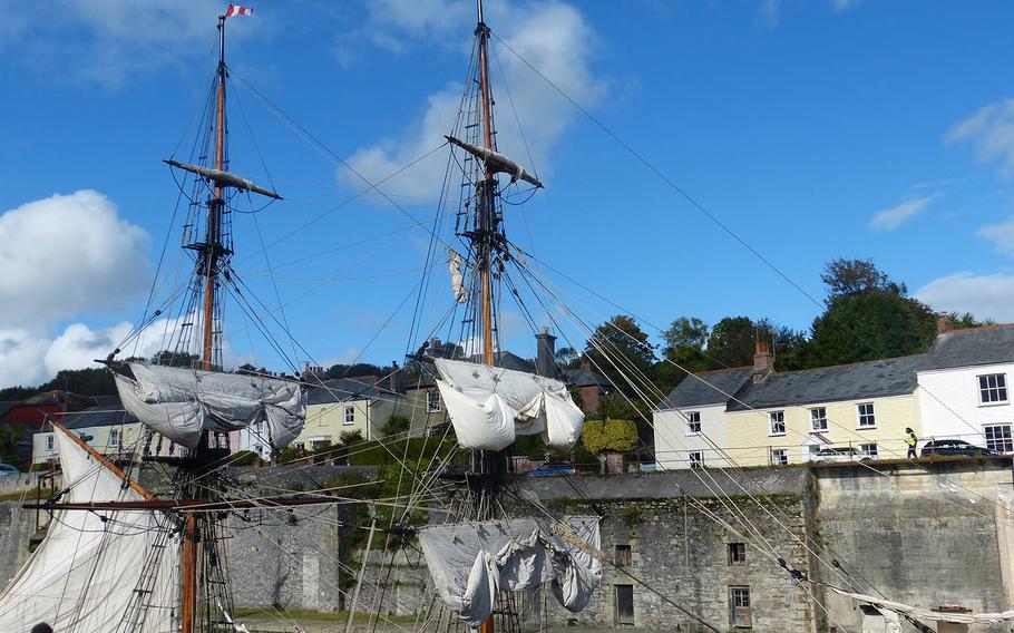 Charleston, in England's far southwest county of Cornwall, is home to square-rigged ships. This one became part of the "set" during filming of the second season of the 2015 version of "Poldark."