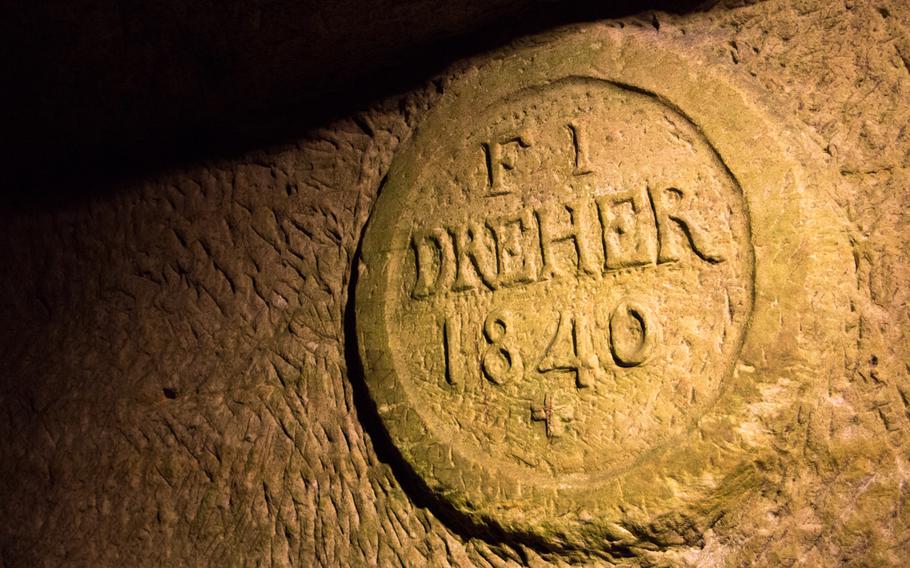At least one of the rooms in the cave labyrinth under Schwandorf, Germany,  has a seal from one of the dozens of brewers who once used the caverns for storage. Considering parts of the labyrinth date back to the 1500s, this seal from 1840 is relatively modern.