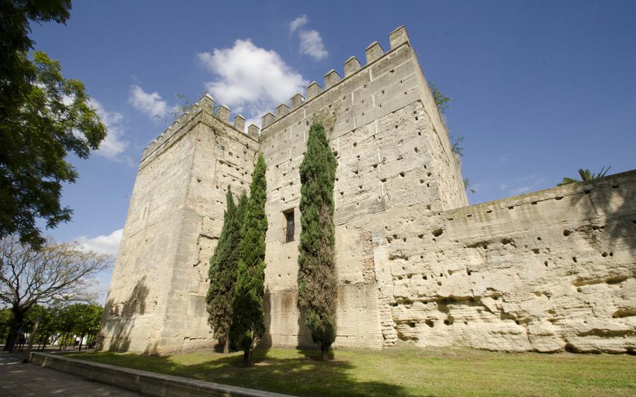 A tower of Jerez, Spain's alcazar in the city center features a medieval mosque and gardens.