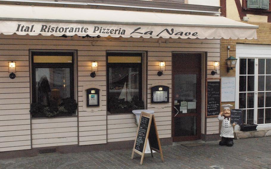 The exterior of La Nave, an Italian restaurant and pizzeria in Alzey, Germany, belies the sleek, modern dining room inside.
