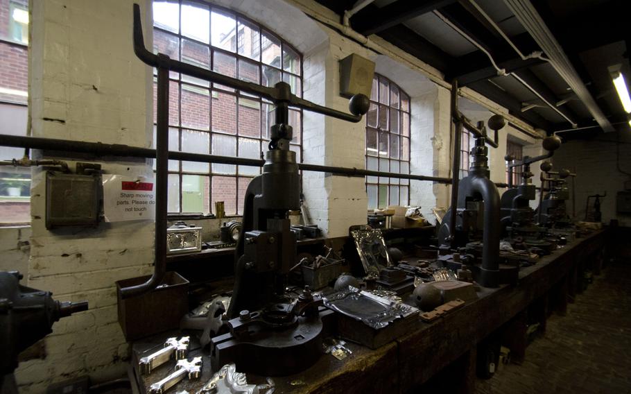 Fly presses in the Newman Brothers Museum in Birmingham, England. The museum is located on the site of a factory that produced funeral ornaments and closed about 10 years ago.