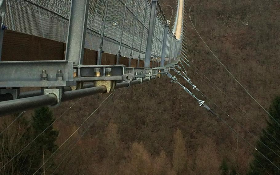 Thanks to dozens of suspension cables, the bridge can hold up to 600 people and withstand winds of more than 130 mph.