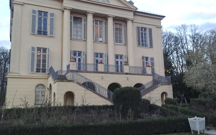 The exterior of Schloss Freudenberg, a "sensoryl museum" located in Wiesbaden, Germany. Visitors to the museum can interact with more than 150 exhibits, engaging all five senses, both in and out of the schloss itself.