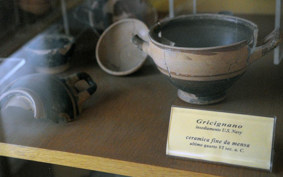 Pottery excavated from the site of the U.S. Navy base in Gricignano, Italy, and dating to the sixth century B.C. is displayed at the Archeological Museum of Agro Atellano.