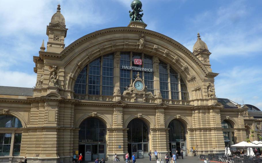 The Frankfurt Hauptbahnhof, or main train station. Opened in 1888, it was once the largest train station in Europe. With its 24 platforms it is still one of the biggest and busiest on the continent. There is a tourist information office inside, and most of the city sightseeing busses stop here.