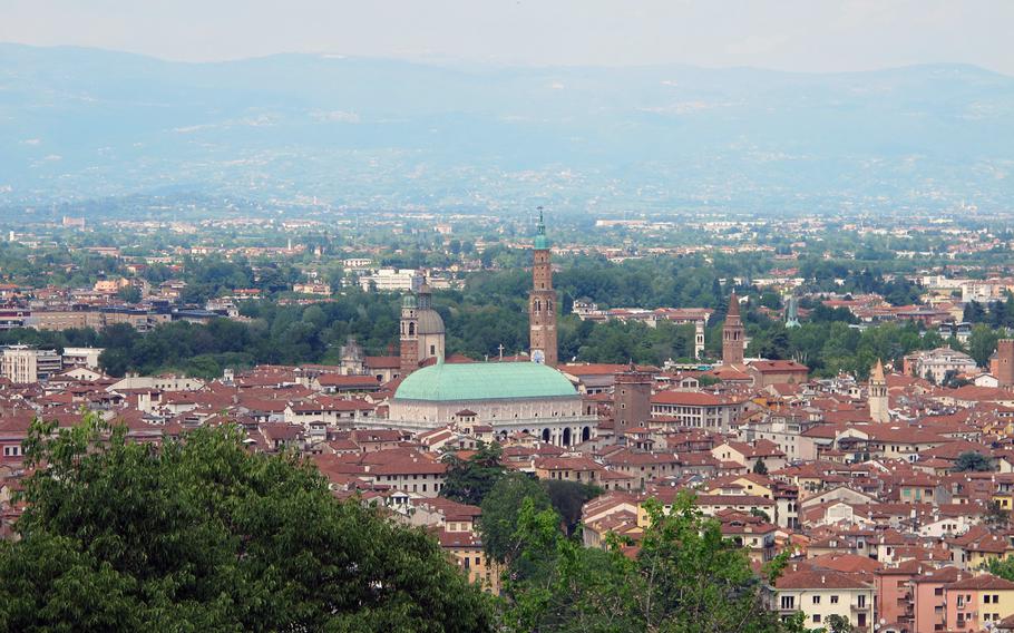 One of the city of Vicenza's best views is provided  from the parking lot of the Sanctuary of the Madonna of Monte Berico, a baroque church built in 1703.