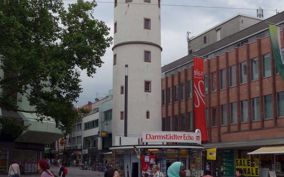 The Weisser Turm, or White Tower, is a landmark in the city center. It was once a corner tower of the Darmstadt's medieval city wall.