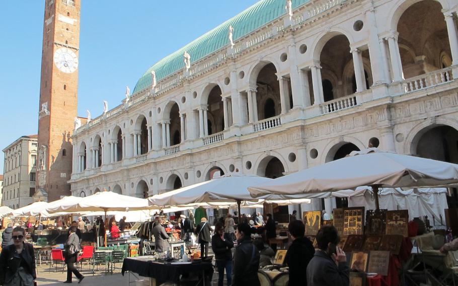 Vicenza's antiques and collectibles market brings some 200 vendors from the Veneto to the Piazza dei Signori in the heart of town.