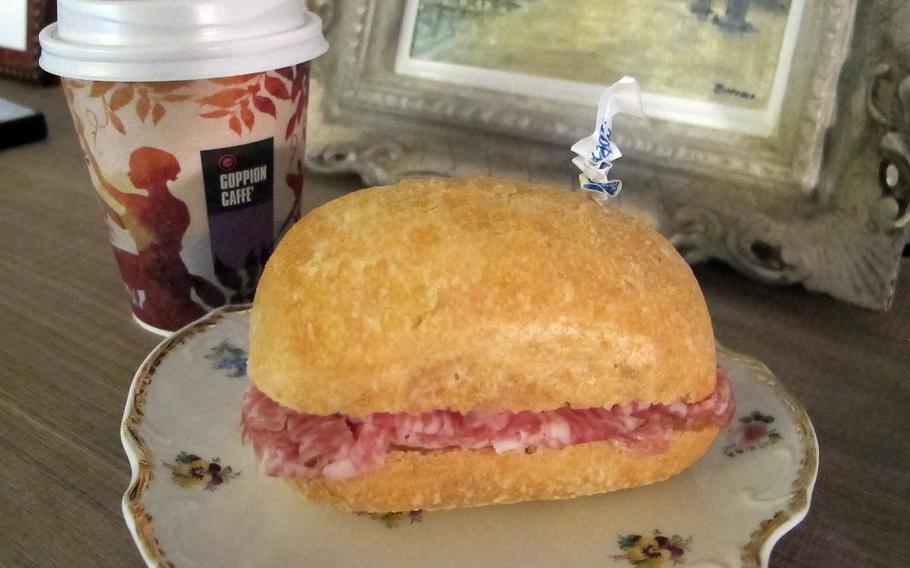 A simple salami sandwich and cappuccino to go from Abbondanza Brunch is a nice and thrifty way to start the day.  