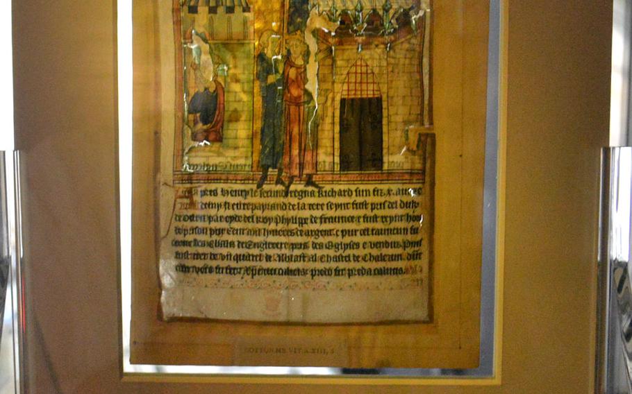 An illustration from the medieval manuscript ''Effigies ad Regem Angliae'' shows Richard the Lionheart's imprisonment, release and death in one image. It is on display at the exhibit ''Richard Lionheart King – Knight – Prisoner'' at the Historical Museum of the Palatinate in Speyer, Germany.