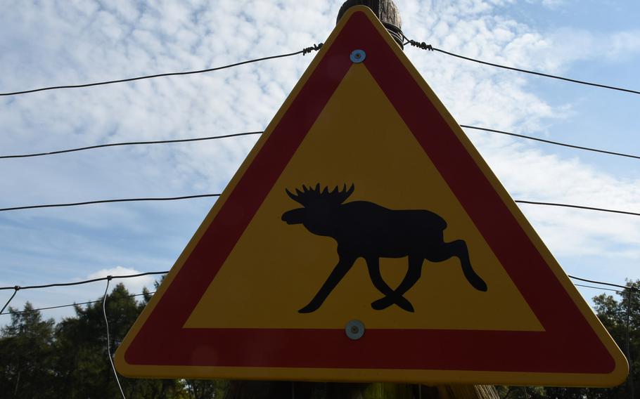 A sign at  Wildpark Potzberg indicates some of the larger-hoofed mammals visitors can see roaming enclosures at the wooded animal park.