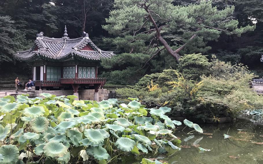 A pavilion on the edge of the Buyongji Pond that was said to be used by past kings for fishing in the Secret Garden behind the Changdeokgung Palace in Seoul on Sunday, Oct. 8, 2017.