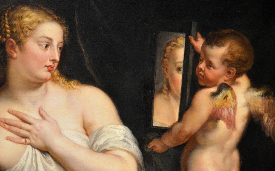 Detail of ''Venus and Cupid'' by Peter Paul Rubens, on display at the exhibit ''Rubens: The Power of Transformation'' at the Staedel Museum in Frankfurt, Germany.