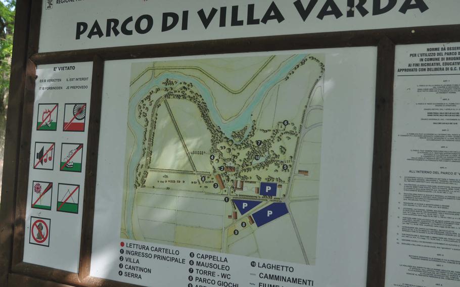 The Villla Varda park is on the outskirts of Brugnera, Italy, and includes numerous tree-lined paths favored by joggers and walkers.