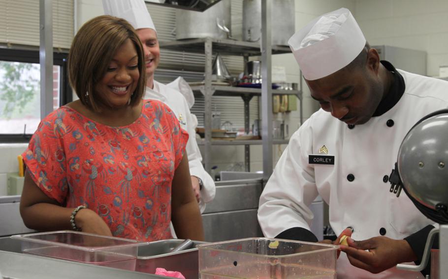 Sunny Anderson (TV show host, author): The host of the Food Network show 'Cooking for Real' and 'Made in America with Sunny Anderson' served in the Air Force as a military radio host and was honorably discharged in 1997. Anderson took her 'Cooking for Real' show to Fort Bragg in 2011 to highlight the work of the advanced culinary students and instructors at the base's joint culinary center and often makes appearances at U.S. military bases in support of troops.