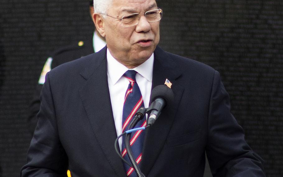 General Colin Powell (Ret) as the keynote speaker at the Annual Veterans Day Observance at the Vietnam Veterans Memorial Wall on November 11, 2013.