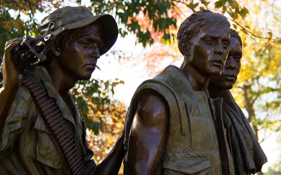 Three Three Soldiers memorial on Veterans Day 2013 at The Korean War Memorial in Washington, D.C.