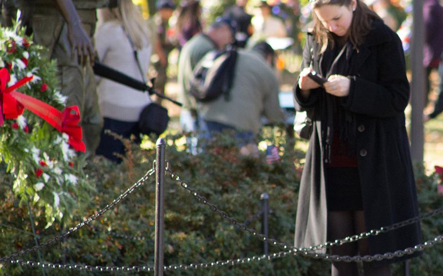 Veterans Day 2013 observer at The Three Soldiers memorial in Washington, D.C.