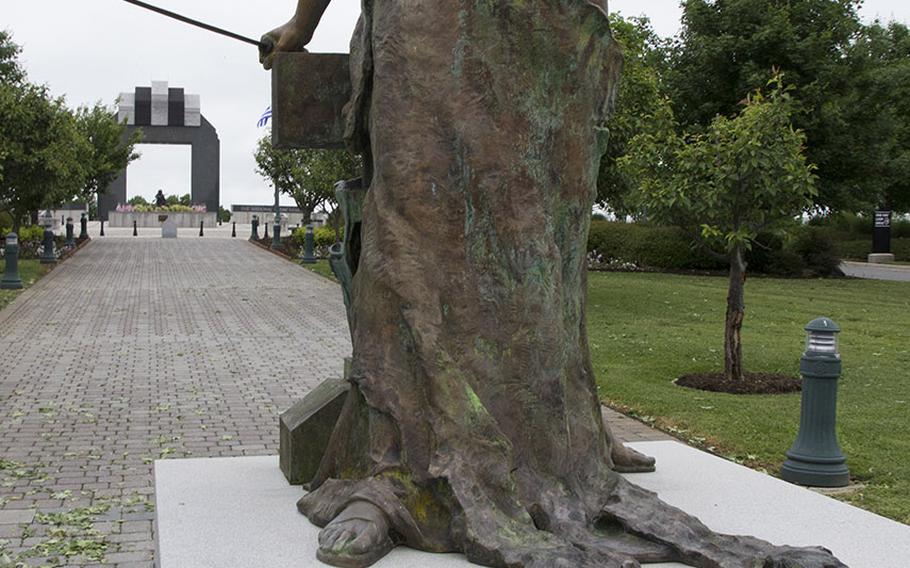 "Le Monument aux Morts," a recasting of sculptor Edmond de Laheudrie’s war-damaged statue at the Church of St. Aignan in Trévières, France, at the National D-Day Memorial at Bedford, Va.