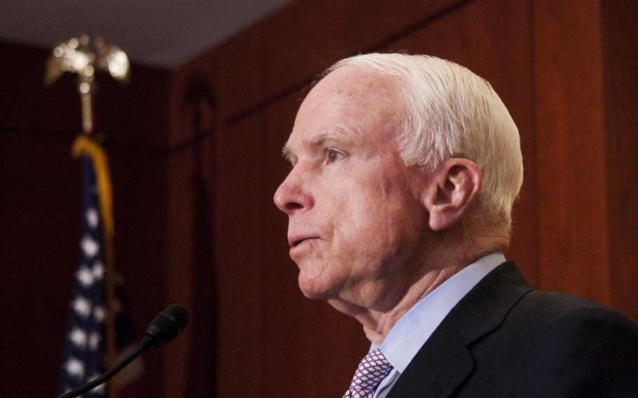 Sen. John McCain, R-Ariz., speaks on Capitol Hill in Washington, D.C. on May 14, 2014.