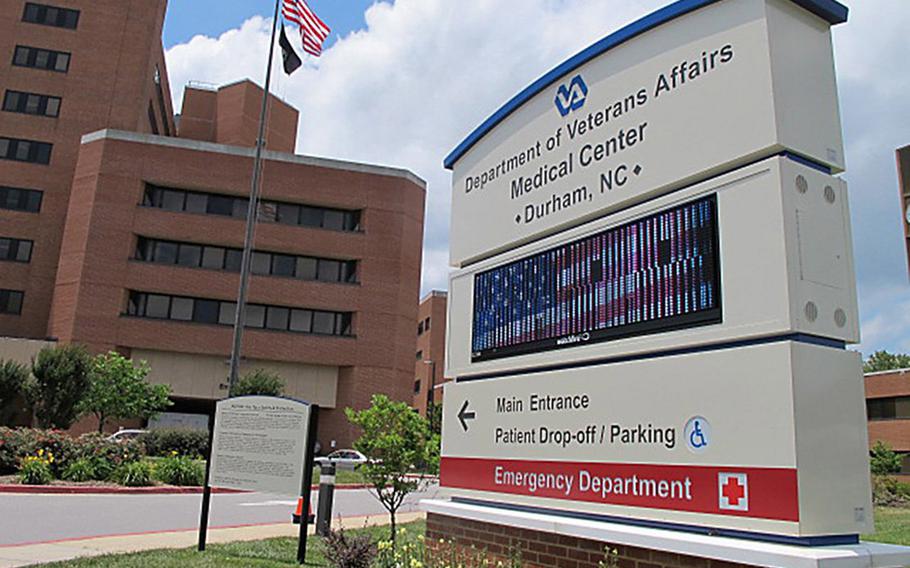 The Durham VA Medical Center in Durham, N.C., on June 12, 2014. The facility has the nation's longest average wait times (104 days) for new patient mental health care appointments, and the seventh-longest average wait times (69 days) for new patient specialist care appointments. 
