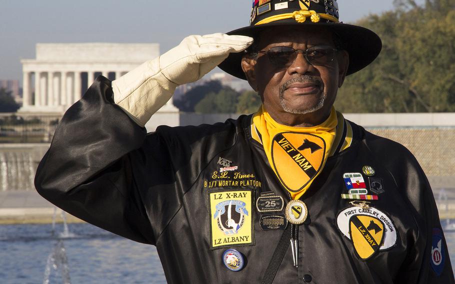 Vietnam veteran Ed Times, on Veterans Day 2014 at the National World War II Memorial in Washington, D.C.