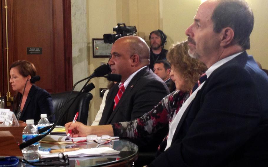 VA employees Richard Tremaine, far right, and Dr. Christian Head, middle, told lawmakers Monday that the department's culture of retaliation against whistleblowers is still rife throughout the veterans healthcare system.