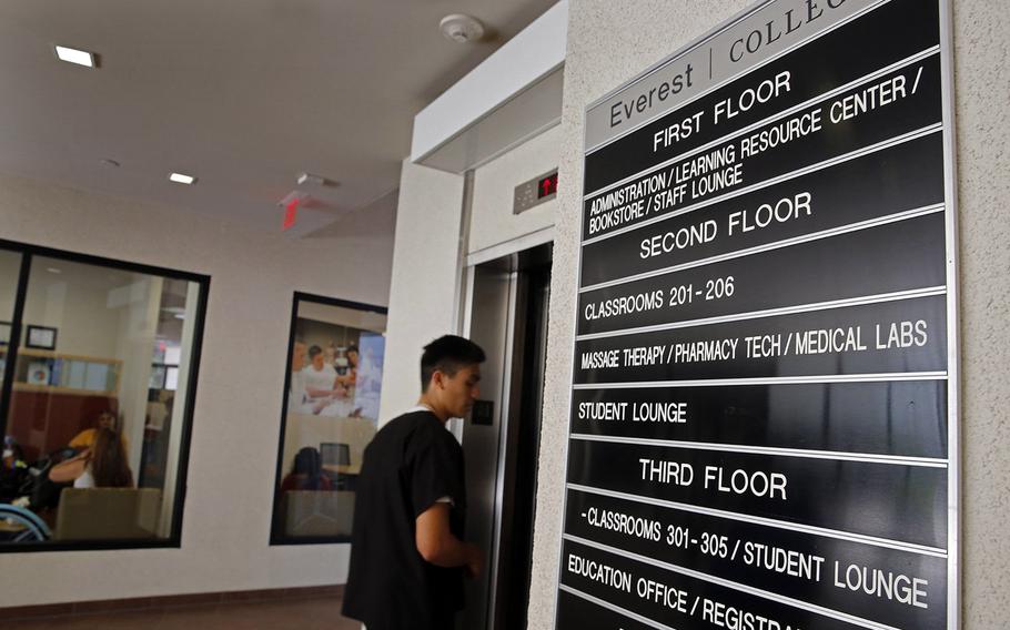 The lobby of Everest College in Santa Ana, Calif., on June 24, 2014. Federal regulators moved to shut down Everest's parent company, Corinthian Colleges.