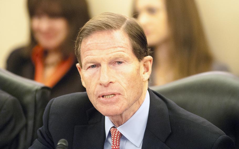 Sen. Richard Blumenthal speaks during a hearing on Capitol Hill in Washington on Nov. 19, 2014. Blumenthal on Tuesday, Oct. 6, 2015, called on the Department of Justice to investigate allegations of criminal conduct by officials at the Veterans Administration.