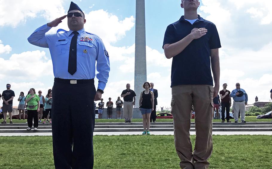 The 73rd commemoration of D-Day at the World War II Memorial in Washington, D.C., on June 6, 2017.