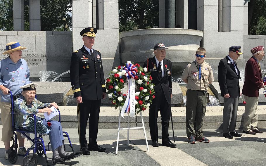 The 73rd commemoration of D-Day at the World War II Memorial in Washington, D.C., on June 6, 2017.