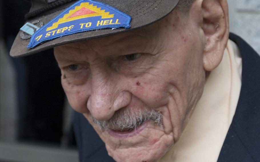 A veteran awaits the start of a ceremony marking the 72nd anniversary of V-J Day, September 2, 2017 at the National World War II Memorial in Washington, D.C.
