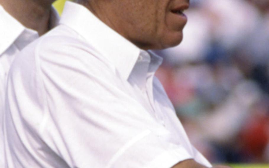 Marv Levy, on the sidelines as coach of the Buffalo Bills.