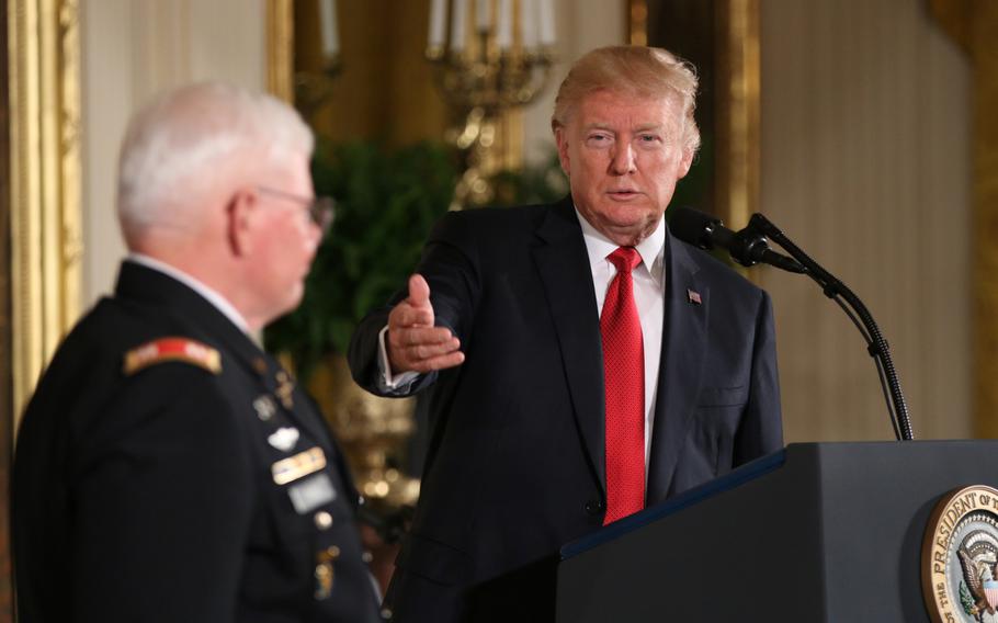 President Donald Trump awarded retired Army Capt. Gary M. Rose the Medal of Honor at a White House Ceremony held Oct. 23, 2017. 