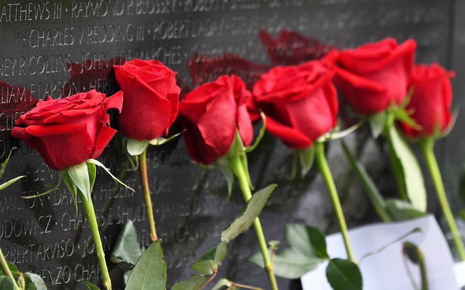 About 3,000 roses were placed at the Vietnam Memorial Wall in Washington, D.C., as part of the annual Father's Day Rose Remembrance. Red roses stood for those killed in action. 