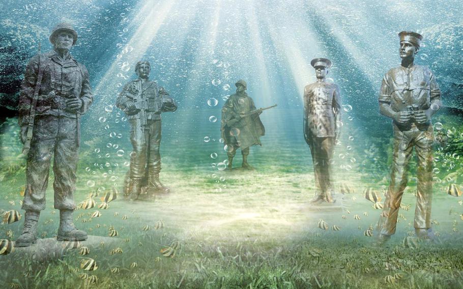 An artist's sketch of the underwater Circle of Heroes Veterans Memorial.
