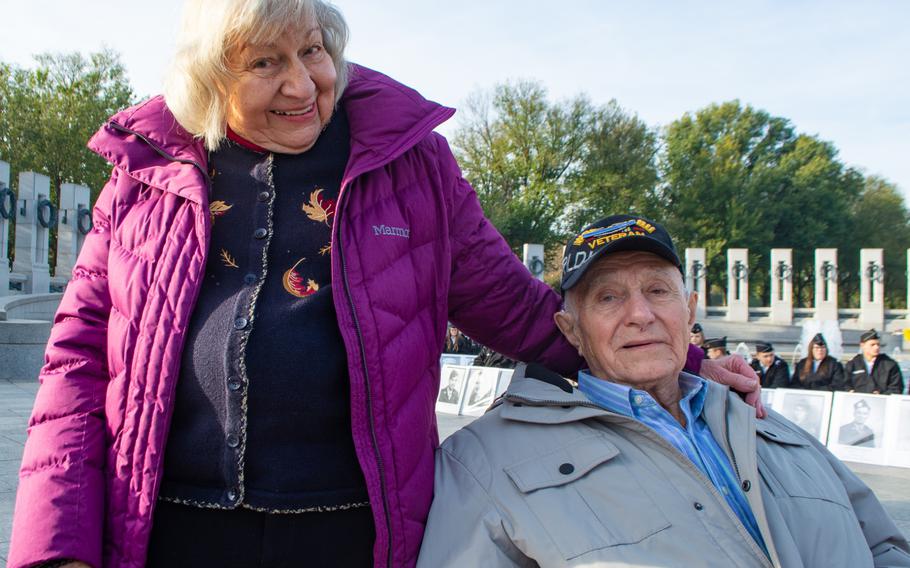 Steve Bukovac and his wife, Barbara, after the Veterans Day ceremony at the World War II Memorial in Washington, D.C.