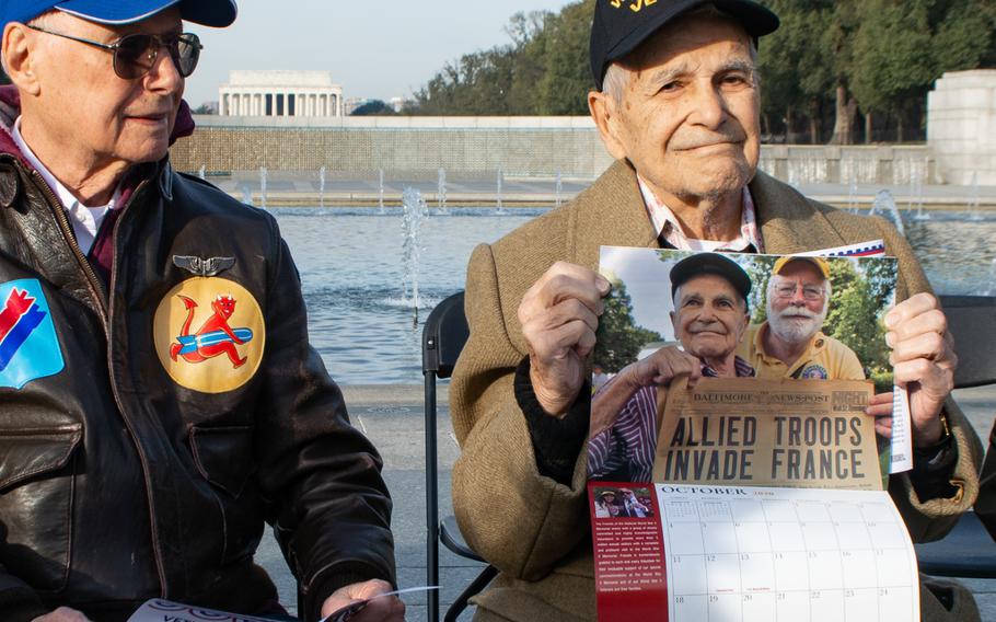 Veterans Day at the World War II Memorial involved a wreath-laying ceremony and a Parade of Heroes. During the Parade of Heroes, a World War II veteran was called and his military history read aloud. 