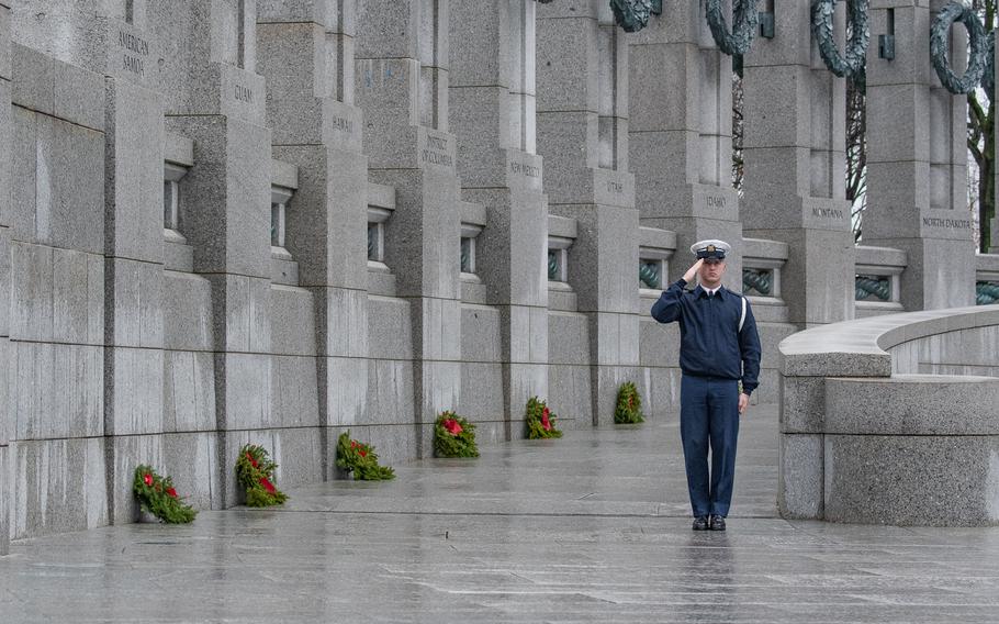 As part of the World War II Memorial's Battle of the Bulge 75th Anniversary Commemoration, a wreath-laying with representation from Allied nations took place on December 16, 2019.  