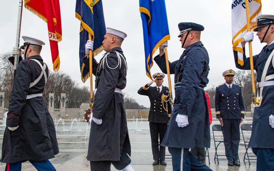 As part of the World War II Memorial's Battle of the Bulge 75th Anniversary Commemoration, a wreath-laying with representation from Allied nations took place on December 16, 2019.  