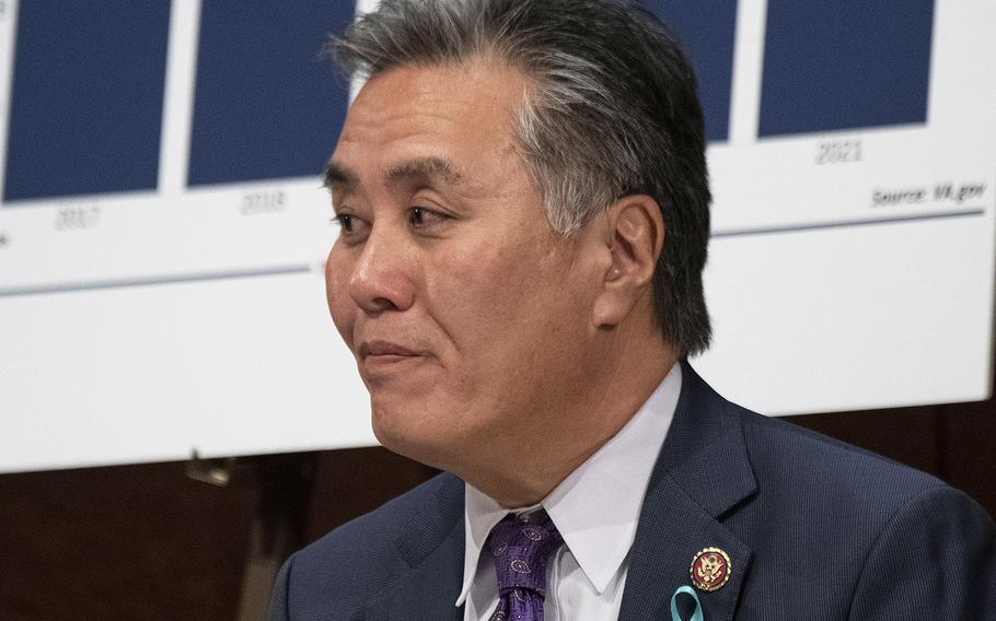 House Veterans' Affairs Committee Chairman Rep. Mark Takano, D-Calif., makes his opening statement during a hearing on the VA budget, Feb. 27, 2020 on Capitol Hill.